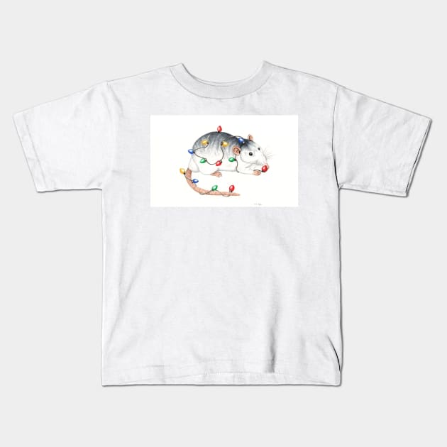 Rat Christmas Design Kids T-Shirt by WolfySilver